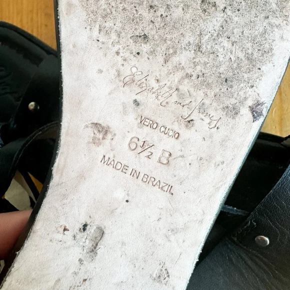 Elizabeth and James Black Leather Strappy Sandals 36.5 - Picture 8 of 9